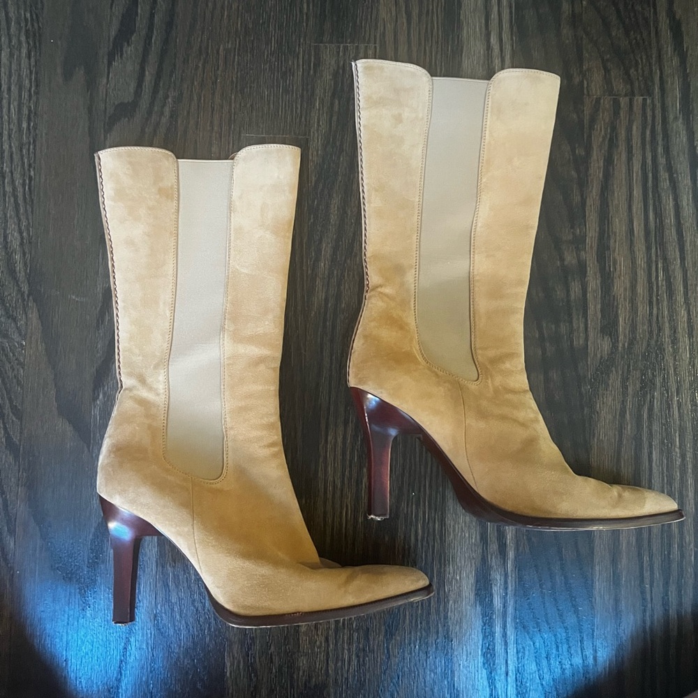 Tod’s Suede heel pointed square toe boots 8.5